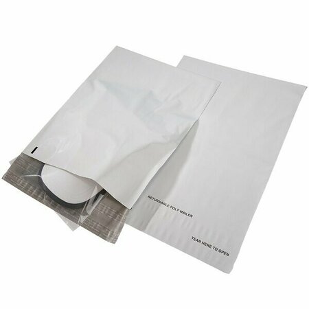 LAVEX 2.5Mil White Water-Resistant Tear-ProReturnable Polyethylene Mailer-Dual Tamper, 500PK 422RM1215